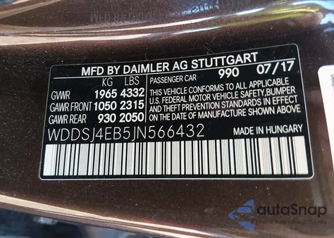 2018 Mercedes-Benz Cla 250 из США, поврежденный, VIN WDDSJ4EB5JN566432